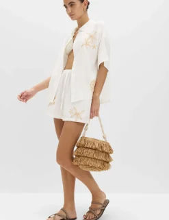 Cotton Rich Embroidered Short Sleeve Beach Shirt