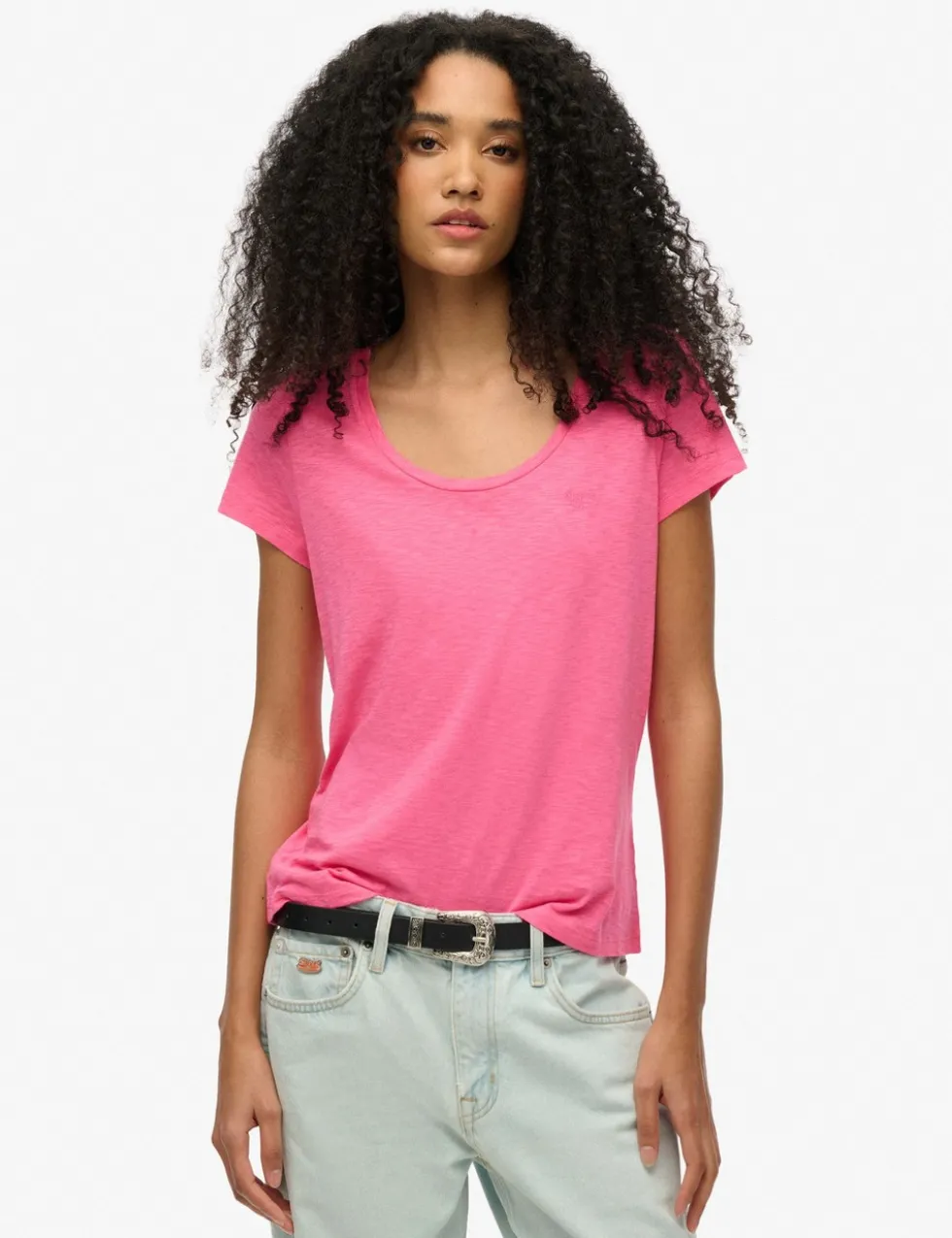 Cotton Rich Embroidered Scoop Neck T-Shirt