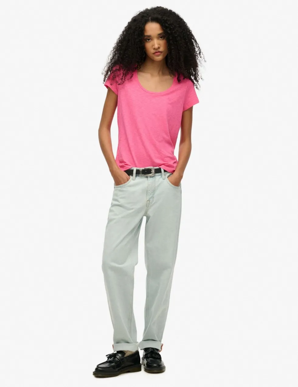Cotton Rich Embroidered Scoop Neck T-Shirt