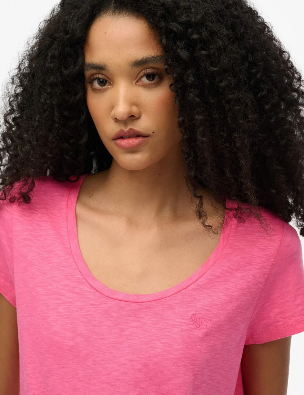 Cotton Rich Embroidered Scoop Neck T-Shirt