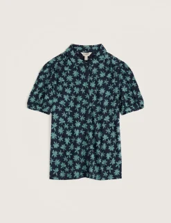 Cotton Rich Floral Collared Shirt