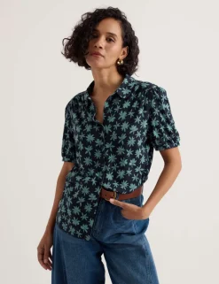 Cotton Rich Floral Collared Shirt