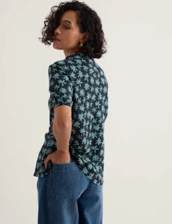 Cotton Rich Floral Collared Shirt