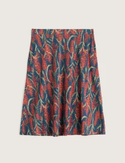 Cotton Rich Floral Knee Length A-Line Skirt