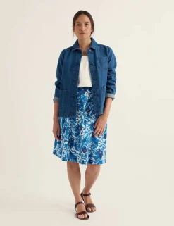 Cotton Rich Floral Knee Length A-Line Skirt