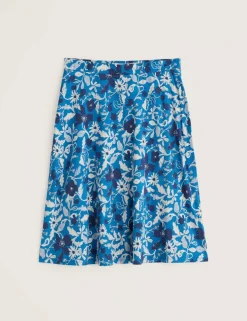 Cotton Rich Floral Knee Length A-Line Skirt