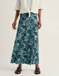 Cotton Rich Floral Midaxi A-Line Skirt