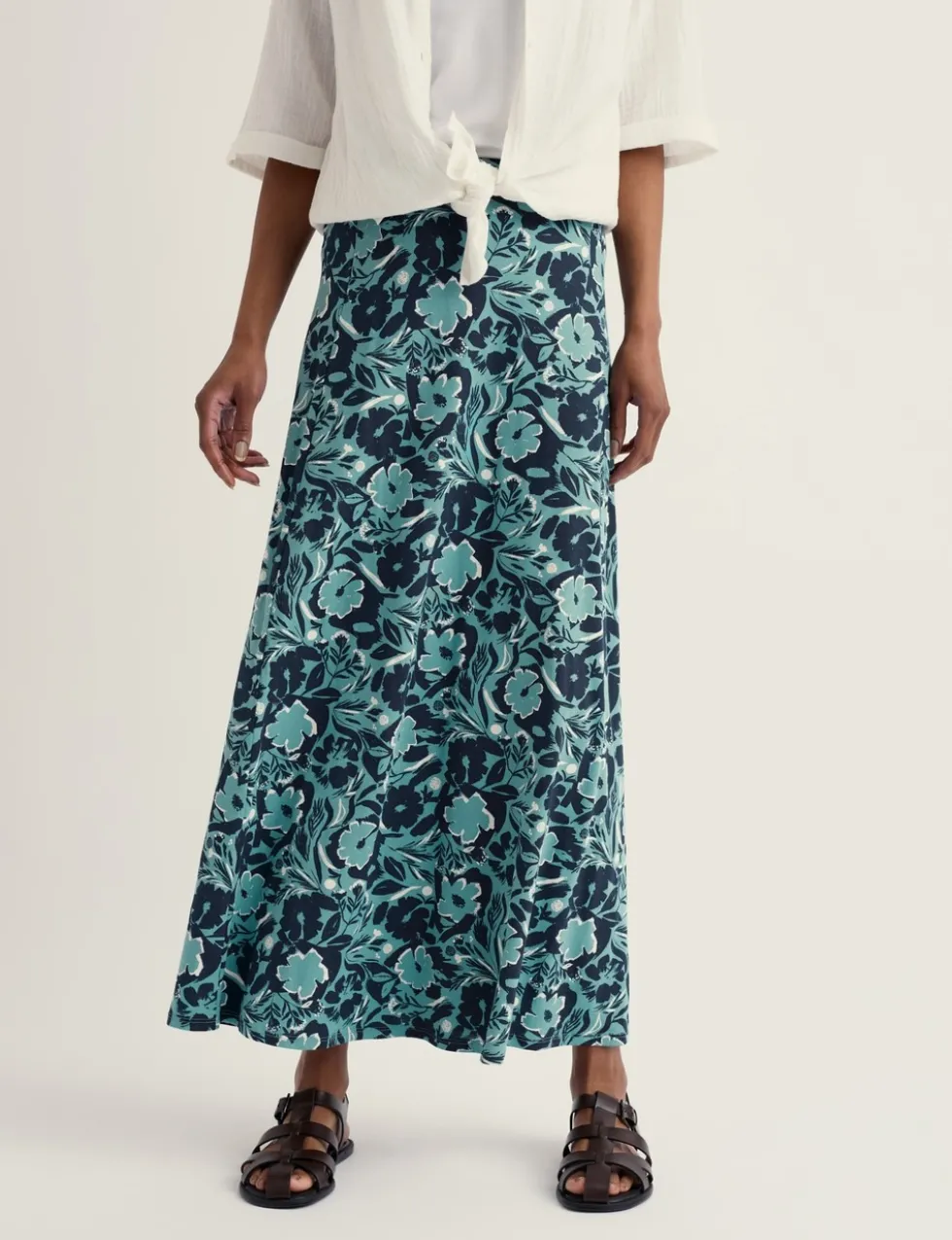 Cotton Rich Floral Midaxi A-Line Skirt