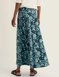 Cotton Rich Floral Midaxi A-Line Skirt