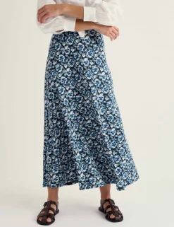 Cotton Rich Floral Midaxi A-Line Skirt