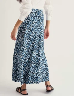 Cotton Rich Floral Midaxi A-Line Skirt