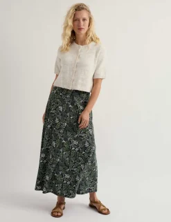 Cotton Rich Floral Midaxi A-Line Skirt