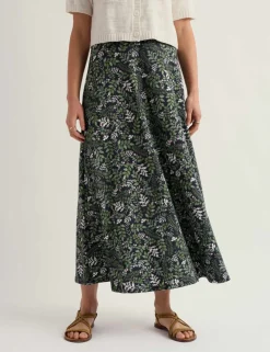Cotton Rich Floral Midaxi A-Line Skirt