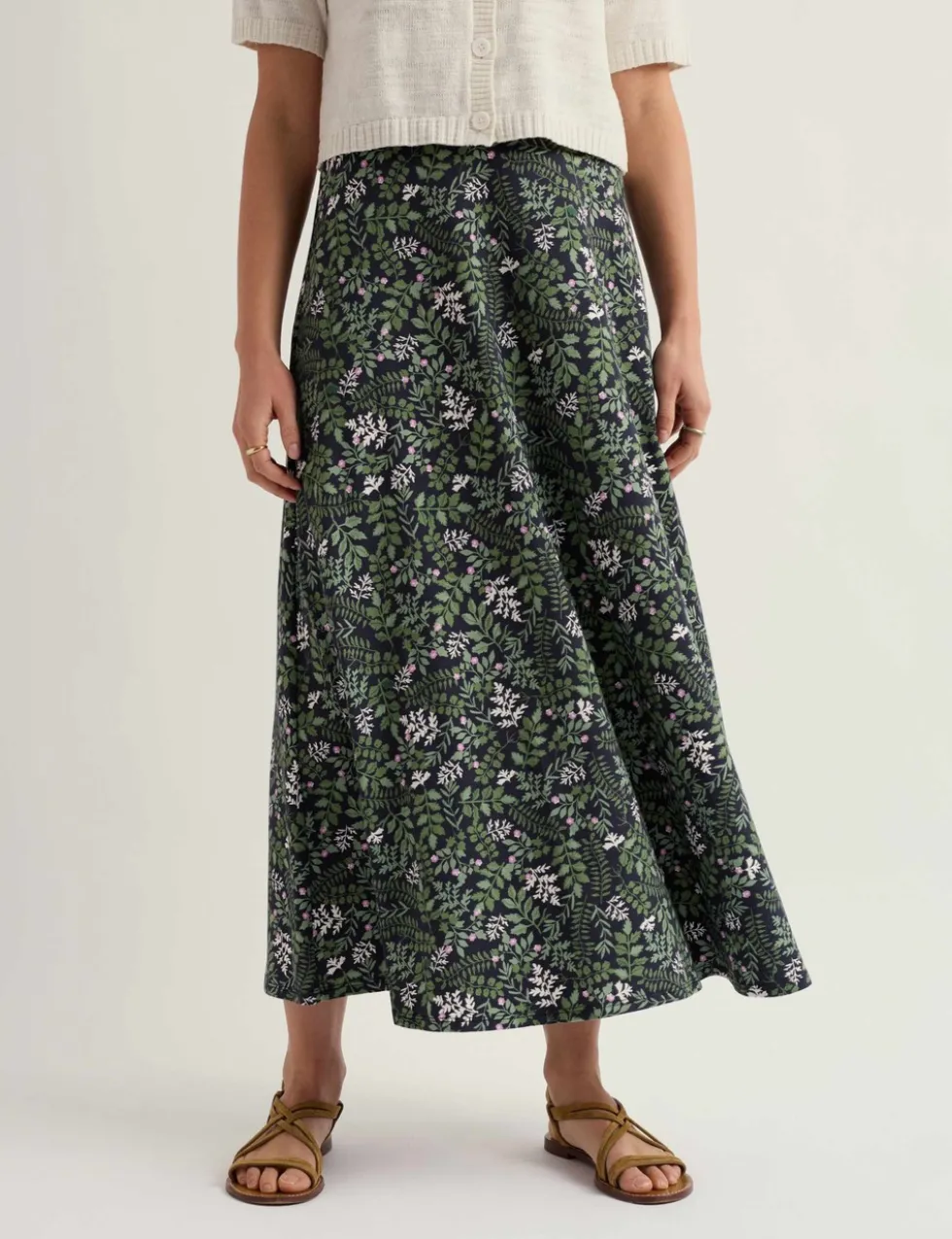 Cotton Rich Floral Midaxi A-Line Skirt