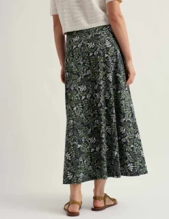 Cotton Rich Floral Midaxi A-Line Skirt
