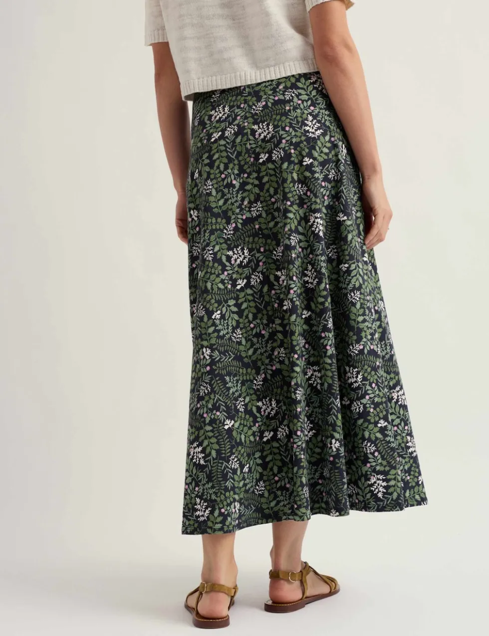 Cotton Rich Floral Midaxi A-Line Skirt