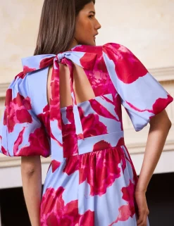 Cotton Rich Floral Midaxi Waisted Dress