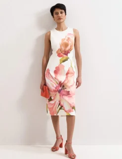 Cotton Rich Floral Midi Column Dress