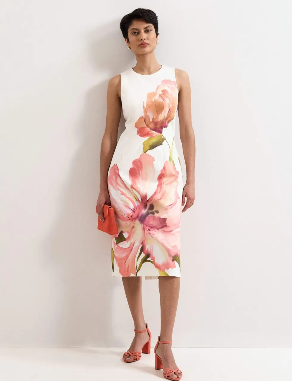 Cotton Rich Floral Midi Column Dress
