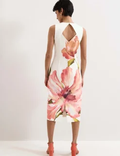 Cotton Rich Floral Midi Column Dress