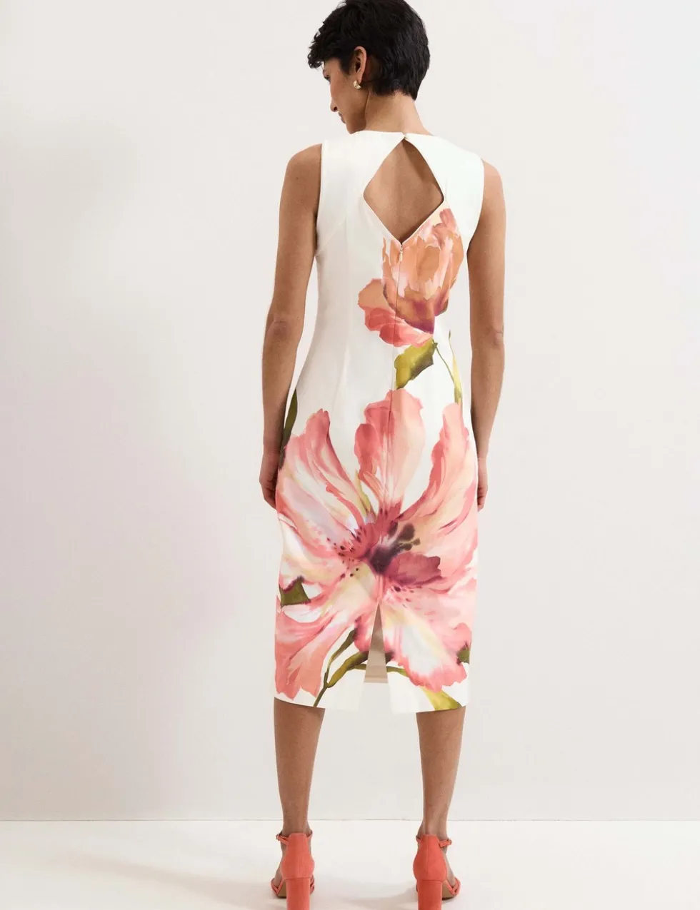 Cotton Rich Floral Midi Column Dress