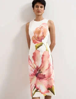 Cotton Rich Floral Midi Column Dress