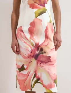 Cotton Rich Floral Midi Column Dress