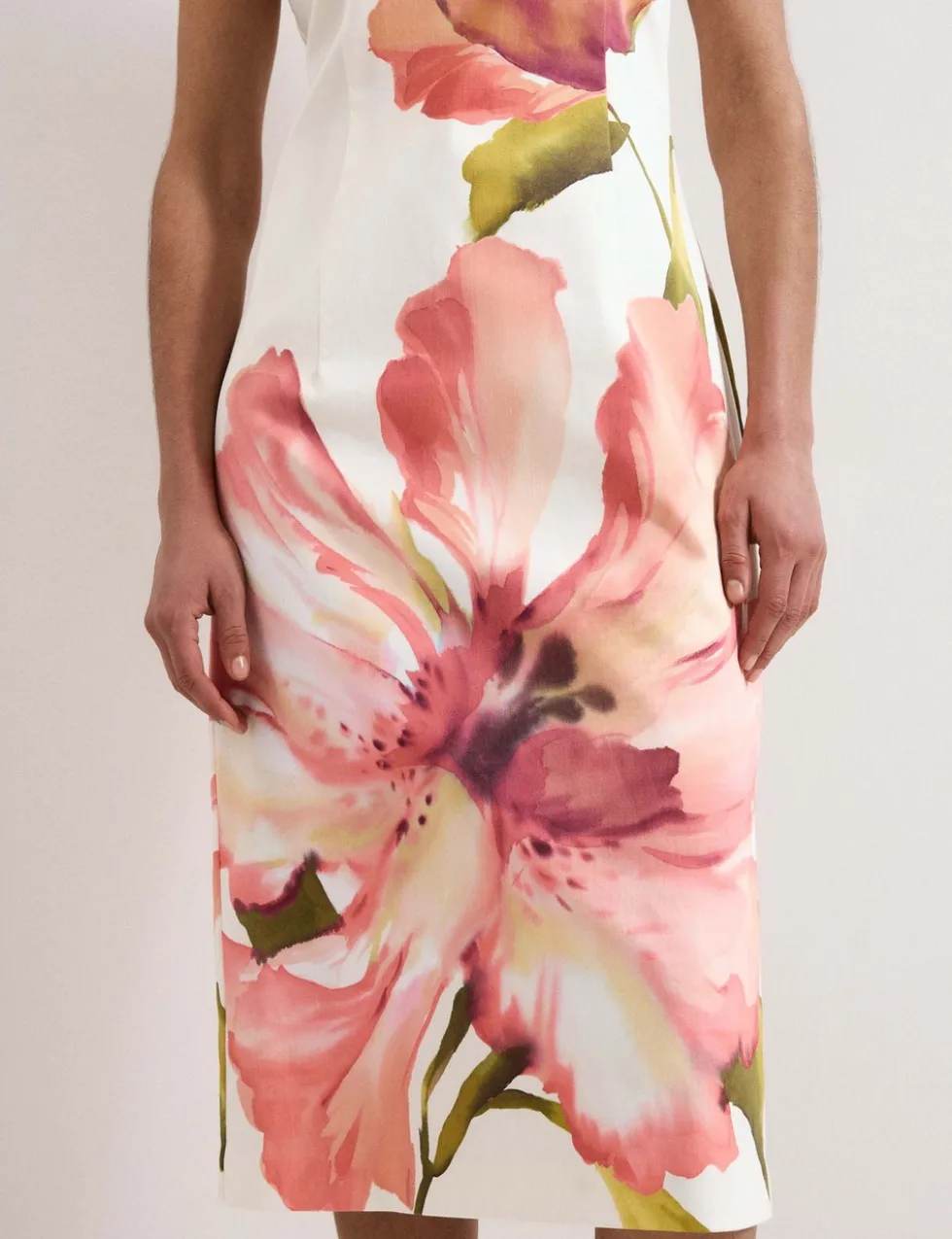 Cotton Rich Floral Midi Column Dress