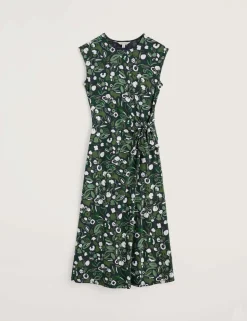 Cotton Rich Floral Midi Waisted Dress