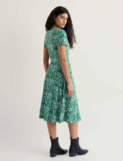 Cotton Rich Floral Midi Waisted Dress