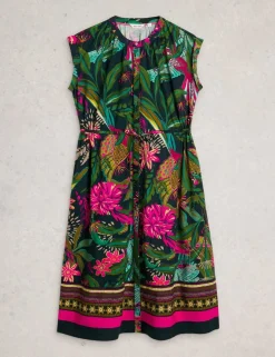 Cotton Rich Floral Midi Waisted Dress