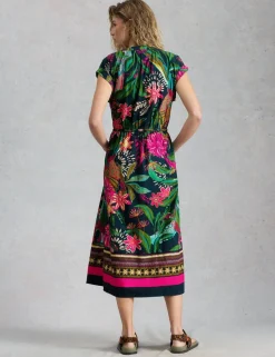 Cotton Rich Floral Midi Waisted Dress