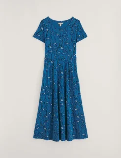 Cotton Rich Floral Midi Waisted Dress