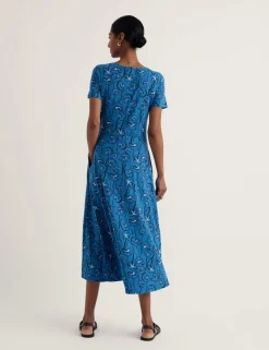 Cotton Rich Floral Midi Waisted Dress