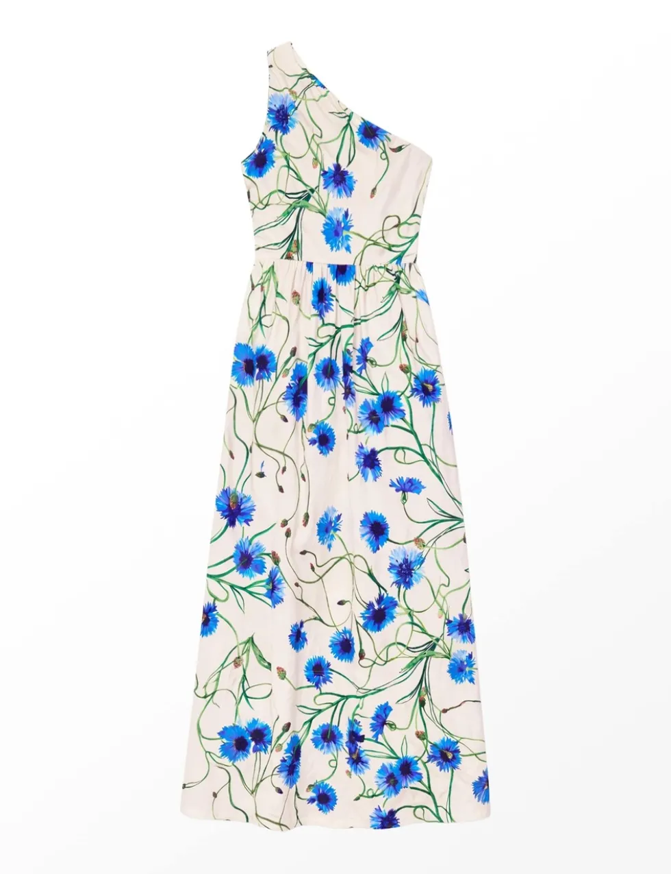 Cotton Rich Floral One Shoulder Maxi Dress