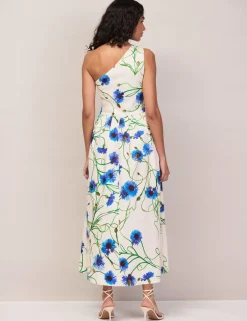 Cotton Rich Floral One Shoulder Maxi Dress