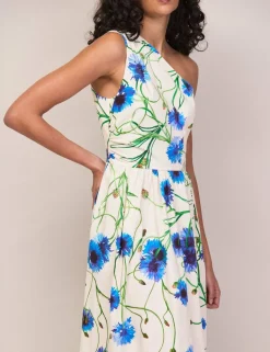 Cotton Rich Floral One Shoulder Maxi Dress