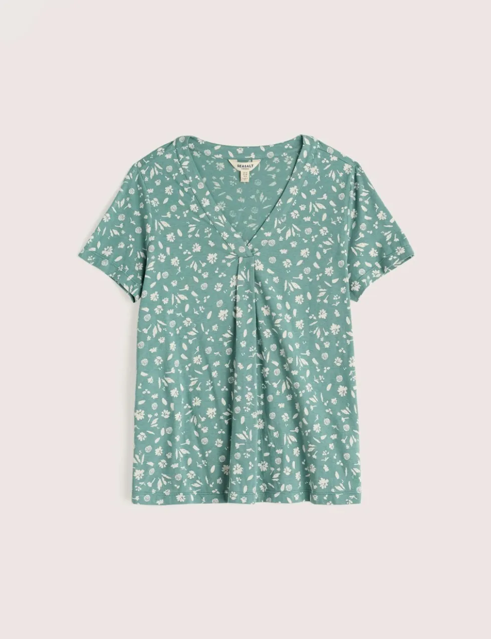 Cotton Rich Floral Pleat Detail Top