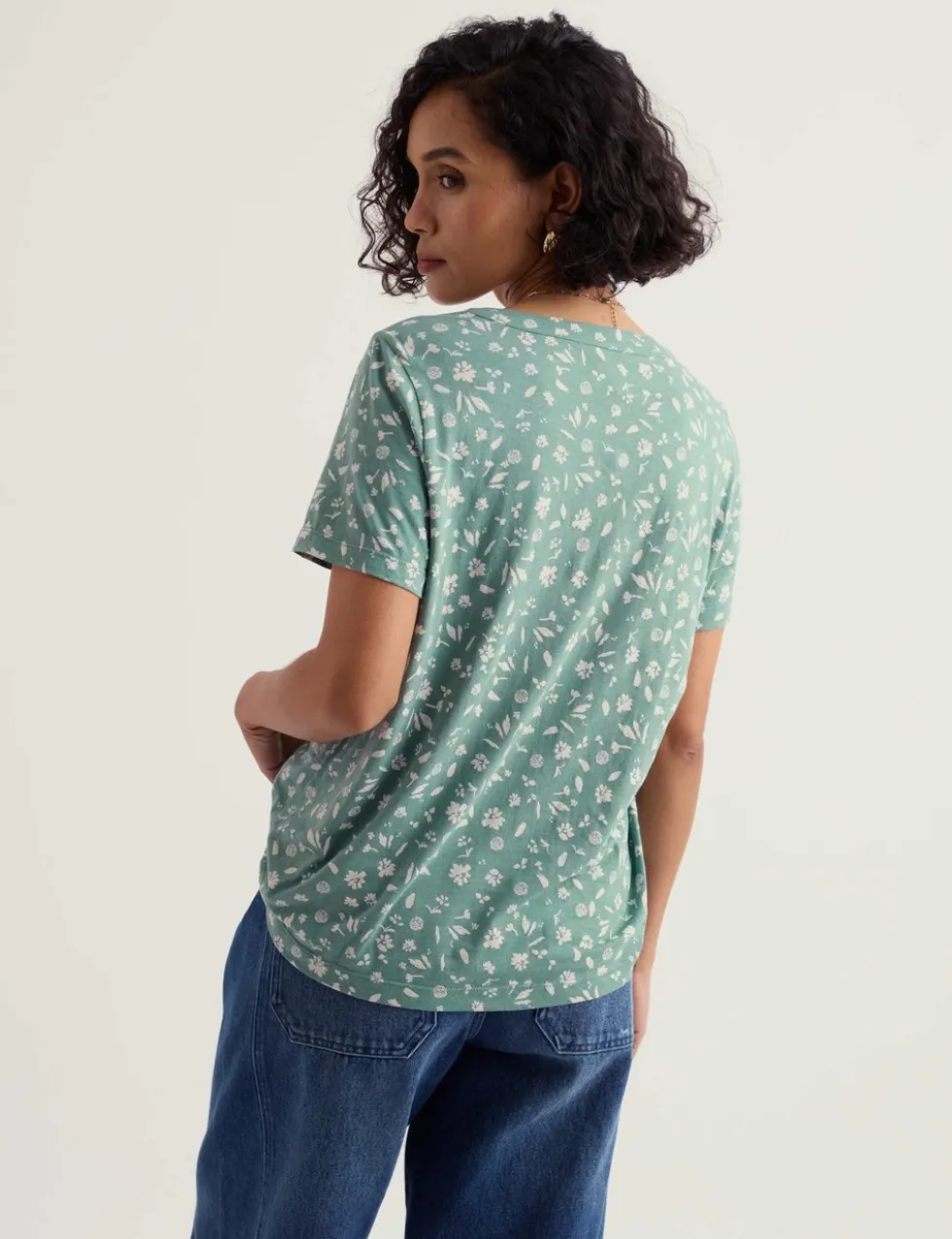 Cotton Rich Floral Pleat Detail Top