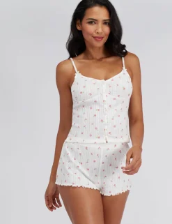 Cotton Rich Floral Pointelle Cami Shortie Set