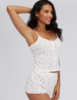 Cotton Rich Floral Pointelle Cami Shortie Set