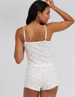 Cotton Rich Floral Pointelle Cami Shortie Set