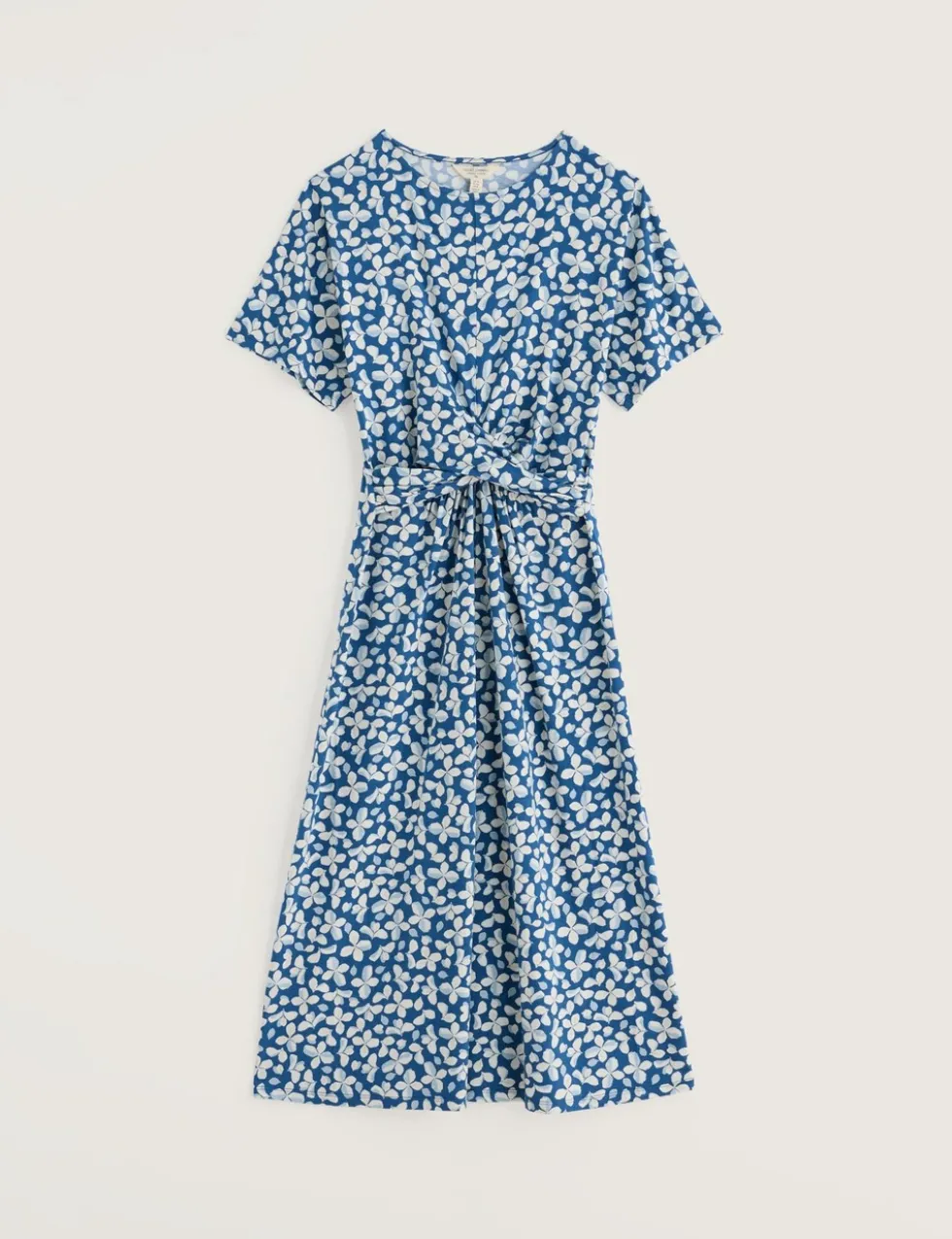 Cotton Rich Floral Twist Front Midi Tea Dress