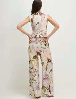 Cotton Rich Floral Wide Leg Trousers