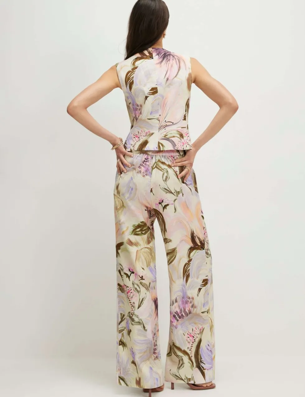 Cotton Rich Floral Wide Leg Trousers