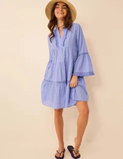 Cotton Rich Flute Sleeve Beach Dress