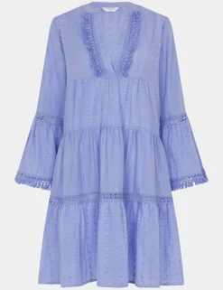 Cotton Rich Flute Sleeve Beach Dress