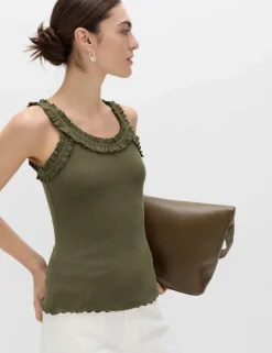 Cotton Rich Frill Strap Vest