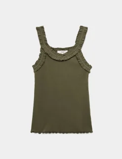 Cotton Rich Frill Strap Vest