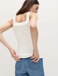 Cotton Rich Frill Strap Vest